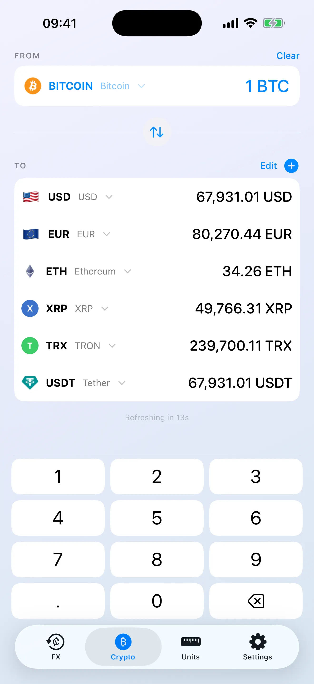 Crypto converter screenshot