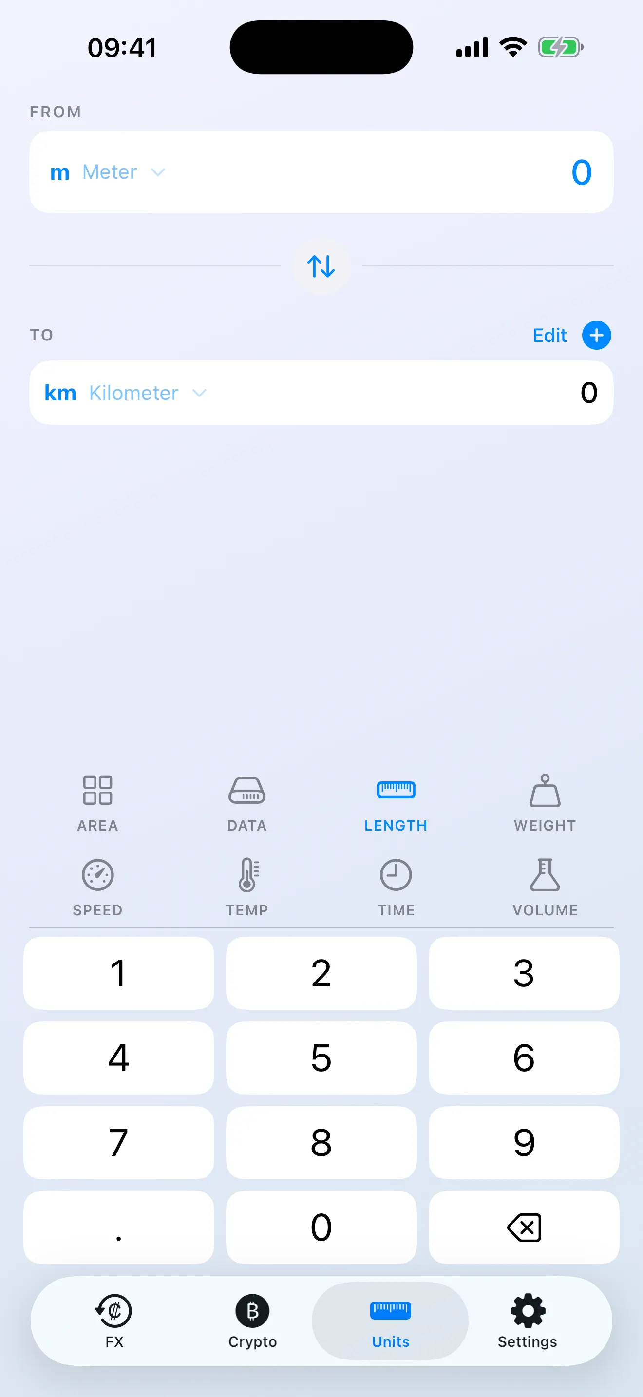 Units screenshot on iPhone
