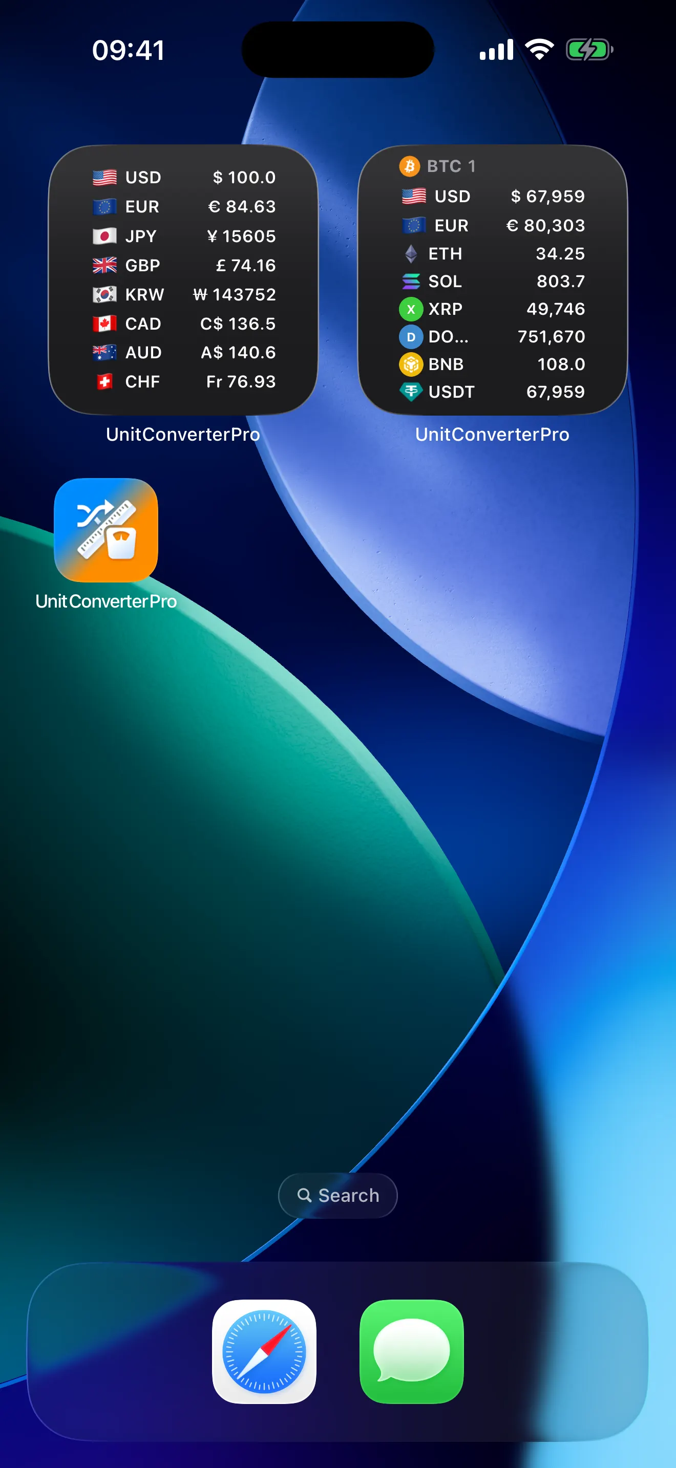 Widget preview showing home screen widgets