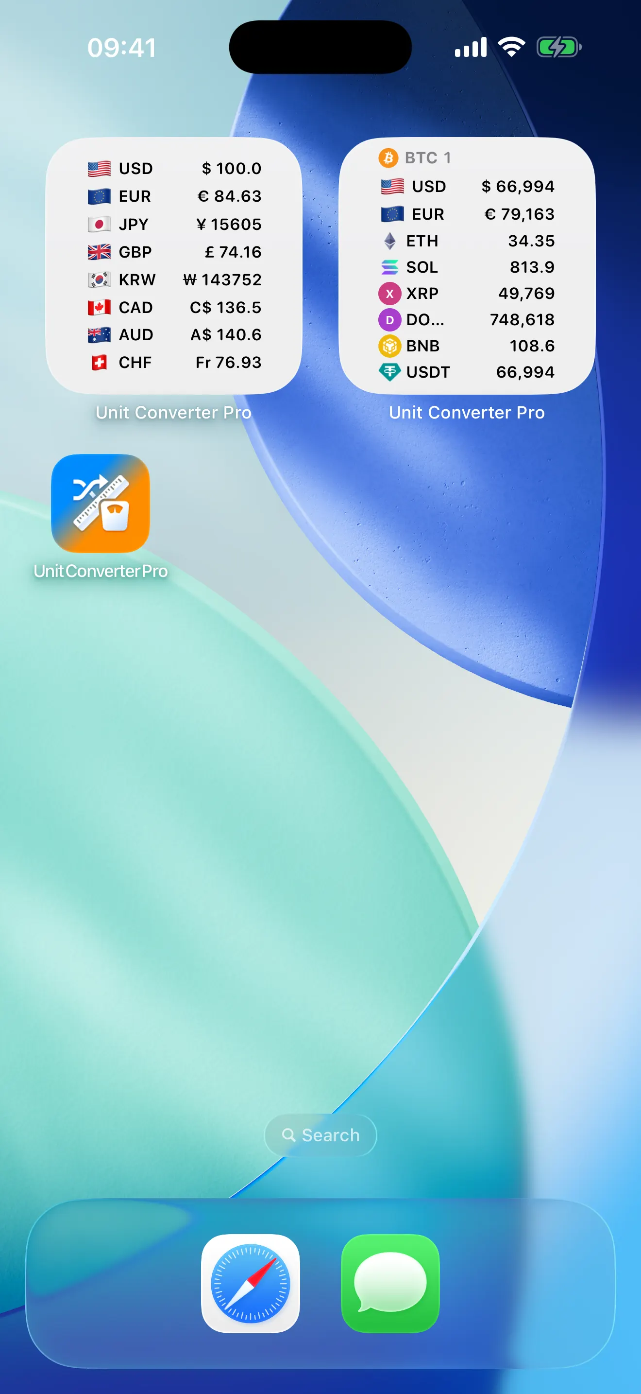 Widget preview showing home screen widgets